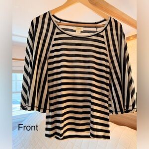 Maeve Bell-Sleeve Black & White Striped Women’s Top